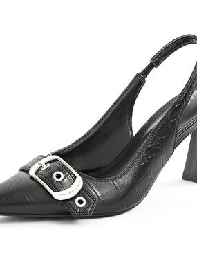 Women’s Slingback Kitten Heels Pointed Toe Buckle Strap Slip On Work Party Weddi